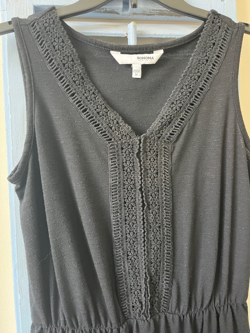 SONOMA Black Sleeveless Dress with Embroidery Embellishments size Medium - Picture 2 of 5